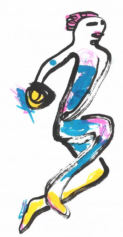 Basketball player — brush pen watercolour figure