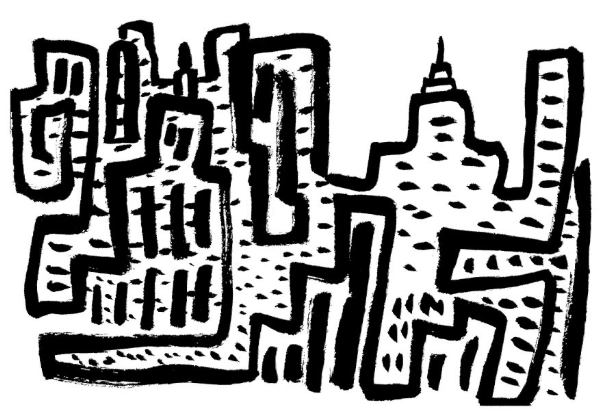 City — brush pen skyline