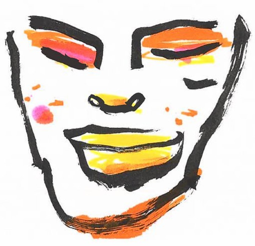 Freckles — brush pen watercolour portrait