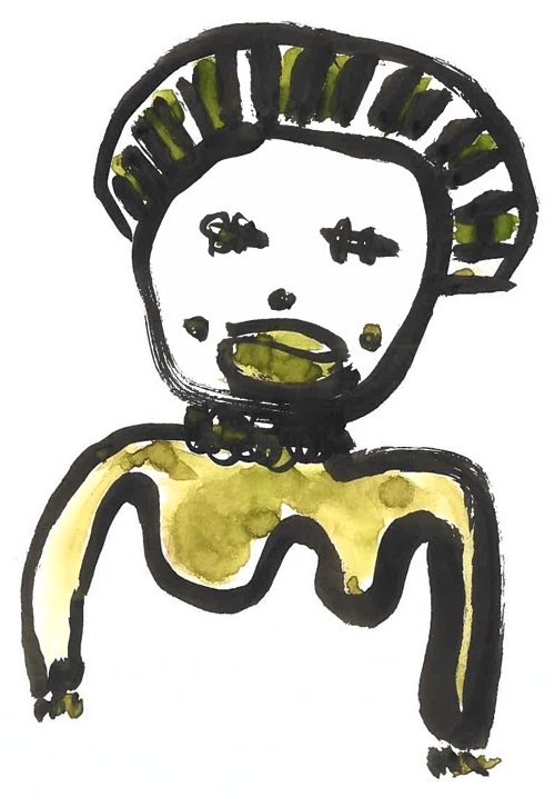 Green Queen — brush pen watercolour portrait