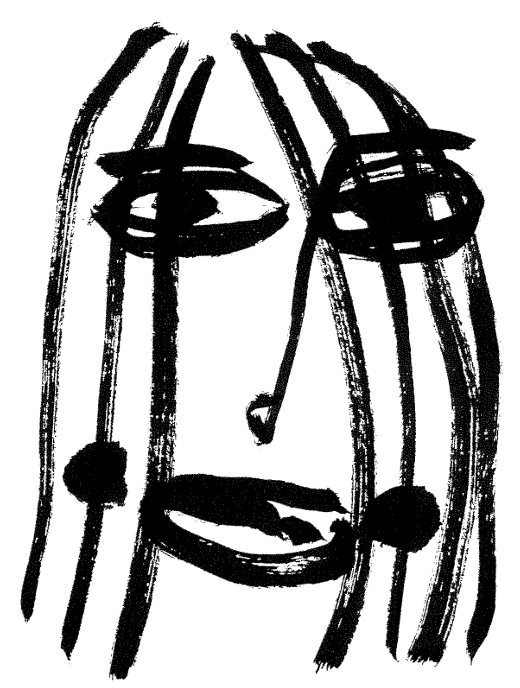 Hair in Face — brush pen portrait
