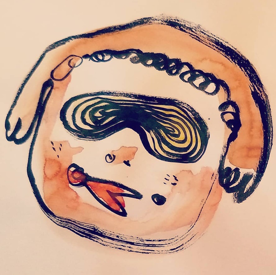Orange face — watercolour spiral