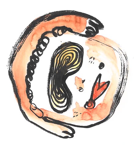 Orange face — watercolour spiral