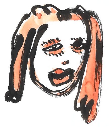 Redhead — brush pen watercolour portrait