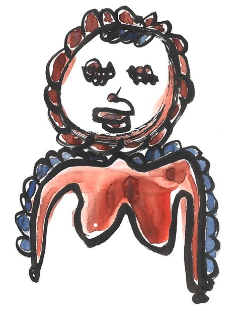 Ruffles — brush pen watercolour figure