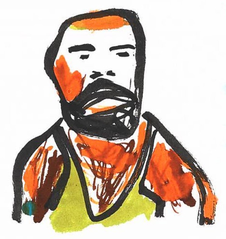 Tank — brush pen watercolour portrait